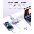 thumbnail image 3 of Regleta de alimentación ORICO de 4 pies, color morado, con 4 tomas de corriente alterna, 2 USB-A y 1 USB-C, 3 of 8