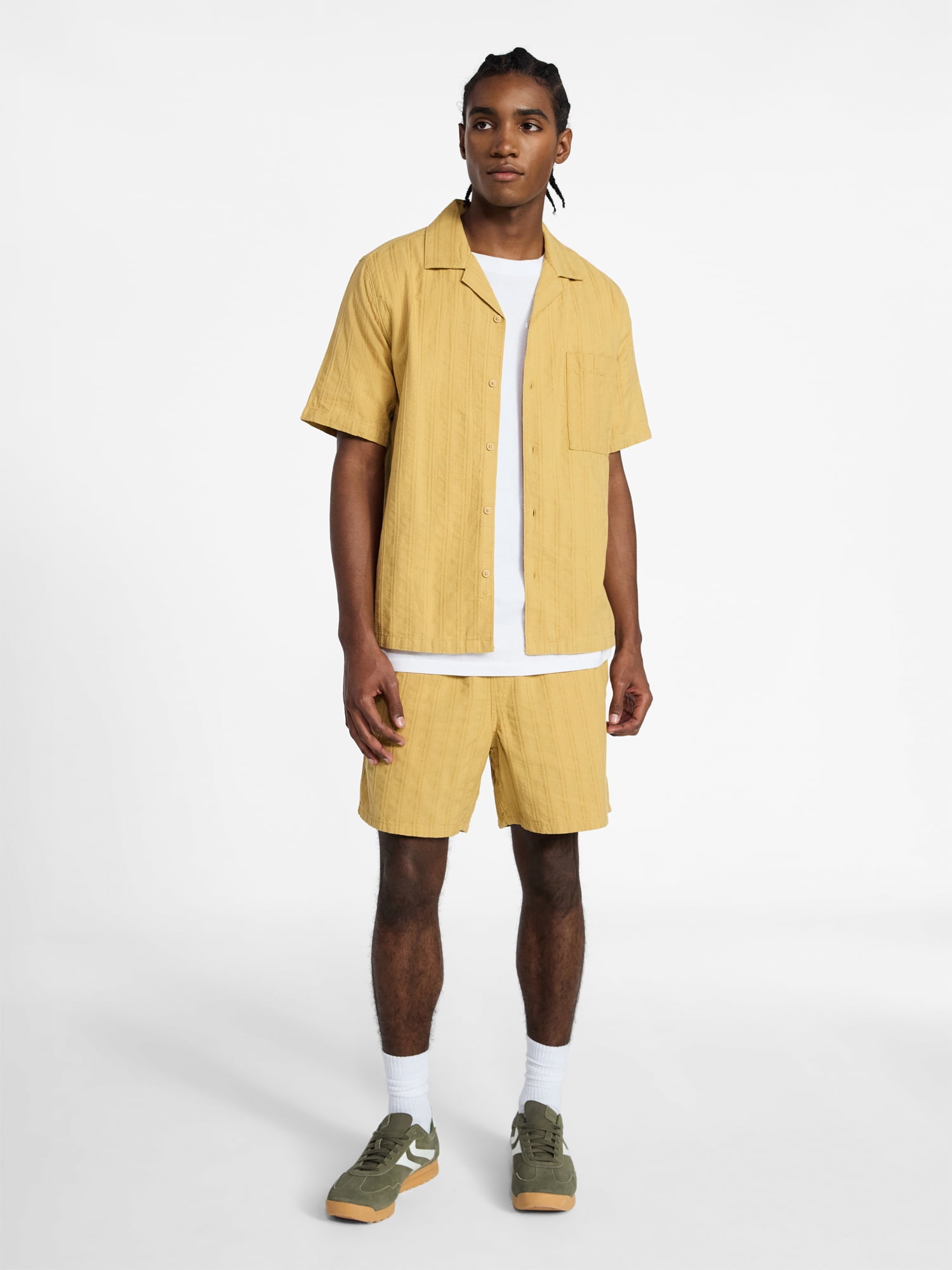 No Boundaries Poolside Dobby Shirt with Short Sleeves, Men's XS-4XLT