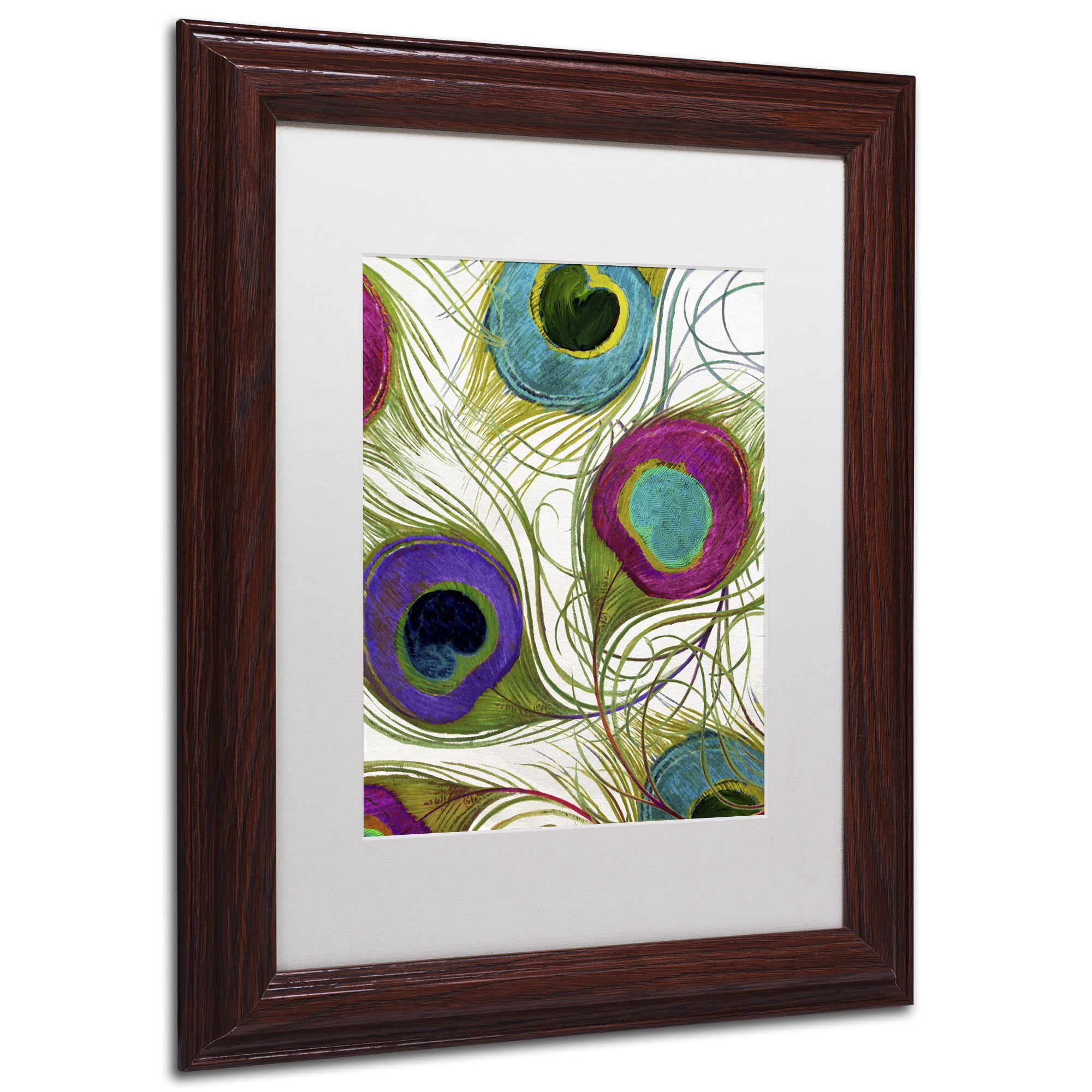 Trademark Fine Art "Peacock Feathers I" Canvas Art by Color Bakery White Matte, Wood Frame