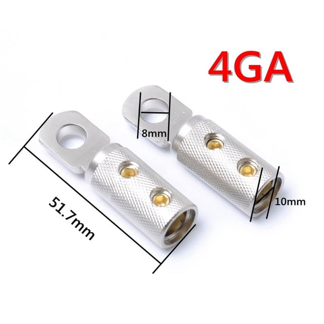 Acopladores De Cable De Aleación De Zinc Redondos Conectores A Tope De Terminal Tornillo De Unión De Calibre 4Ga Awg Para La Modificación Del Sonido Del Automóvil 1 Par Yuarrent VI007041-00
