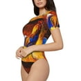 thumbnail image 2 of Easygdp Colorful Rooster Women'S Waist-Cinching Short-Sleeved Onesie, Olastic Onesiet,Snaps At Bottom,Easy To Put On And Take Off - Large, 2 of 9