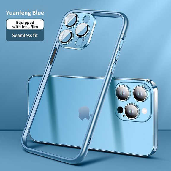 Feishell for iPhone 15 Plus Bumper Case with Camera Lens Protector,Shockproof PC Slim Lightweight Hard Metal Button No Backboard Heat Dissipation Phone Case Support Wireless Charging,Blue