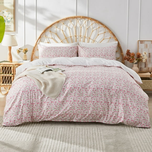 Gogreen Ensemble de Housse de Couette Grand, Microfibre Douce et Respirante 3 Pcs Ensembles de Literie Grand, Motif Housse de Couette Grand Confortable, avec Fermeture Éclair (Grand)