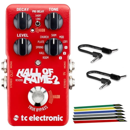 TC Electronic Hall of Fame 2 Reverb Pedal Bundled +Two 6-inch Patch Cables and