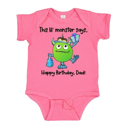 

Inktastic This Lil Monster Says Happy Birthday Dad Gift Baby Boy or Baby Girl Bodysuit