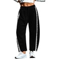 thumbnail image 2 of Mifsaly Lounge Pants Women with Pockets Baggy Wide Leg Barrel Sweatpants Lace Side Stripe Drawstring Elastic Waist Lounge Casual Athletic Joggers Black,XL, 2 of 9
