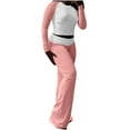 thumbnail image 2 of QATAINLAV Womens 2 Piece Outfits Color Block Lounge Sets Long Sleeve Crew Neck Shirts and Wide Leg Pants Milk Silk Soft Yoga Sweatsuits, Pink, XL, Gifts for Mom, 2 of 8