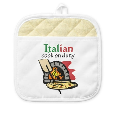 

CafePress - ITALIAN COOK ON DUTY - Pot Holder with Printed Design 9 x9