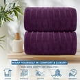thumbnail image 3 of Dan River Bath Sheet Towels Performance Texture 2 pack 35x70 in XX-Large Ribbed Stripe Cotton Towel for Bath - Purple, 3 of 8