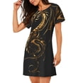 thumbnail image 2 of Fotbe Golden Dragon Tattoo Art Pattern Women's Cotton Nightgown Sleepwear Short Sleeves Shirt Casual Print Sleepdress, 2 of 6