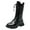 Black, variant on REDARER Girls Knee High Boots Warm Lined Winter Snow Ankle Boots Lace Up Fashion Comfortable Casual Wear,Size:7-8 Years