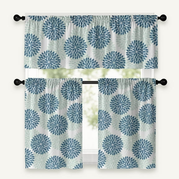 Farmhouse Floral Boho Kitchen Curtains 36 Inch Length，Durable Flower, 3 Piece Set, Vibrant Colors Seasonal Kitchens Window Curtain Over Sink for Decor Blackout