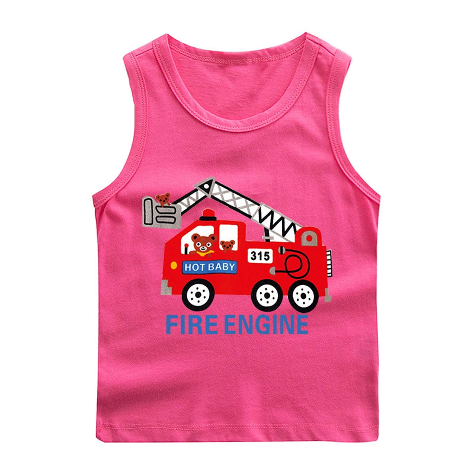 Zwiiyzr 2025 Boys Cartoon Sleeveless Tank Tops Crewneck Tees