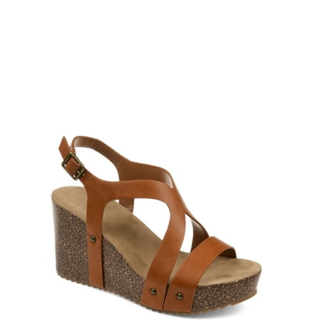 Brinley Co. Womens Faux Cork Strap Wedge Sandal
