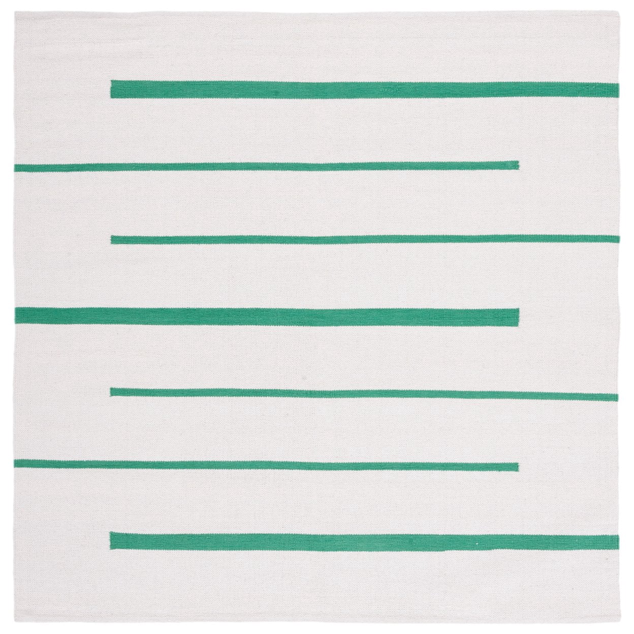 SAFAVIEH Montauk Oswald Geometric Striped Cotton Area Rug, Ivory/Dark Green, 9' x 12'