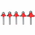 thumbnail image 1 of Herklotzn 5-Piece 6mm Shank Carbide Woodworking Router Bit Set - Round Corner Milling Tools with Bearing for Edge Trimming, Grooving & Carving, Red and Silver Finish, Precision Balanced +/- .003 Inch, 1 of 6