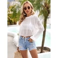 thumbnail image 3 of Charmo Womens Long Sleeve Beachwear Bathing Suit Drawstring Bikini Swimsuit Cover Up Shirts, 3 of 4
