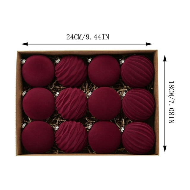 Boovnll Christmas Ball Ornaments, 6Cm Flocking Ball Christmas Ball Dark Velvet Christmas Ball Christmas Tree Decoration 12Pcs, Christmas Decorations, Christmas Balls, Christmas Tree Decorations