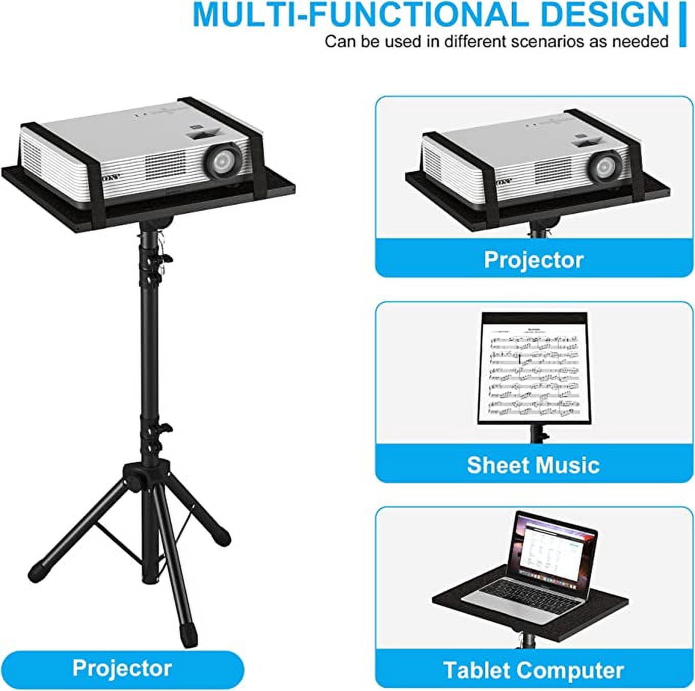 Projector Stand Tripod Adjustable, Laptop Tripod Stand Height from 23.5 to 46.5 inches with Gooseneck Phone Holder, Laptop Floor Stand for Office, Home, Stage, Studio, DJ Racks Holder Mount