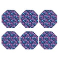 thumbnail image 2 of Pofeuu Blue Skull Flower Print Leather Coasters Set of 6, Round Cups Mugs Mat Pad for Home Kitchen Heat Resistant Drink Coasters,Octagon, 2 of 7