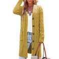 thumbnail image 1 of Sexy Dance Women Cardigan Sweater Button Up Cardigans Long Sleeve Sweaters Mid Length Outwear Open Front Jacket Yellow S, 1 of 2