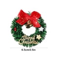 thumbnail image 3 of Mini Pentagram Christmas Wreath Ornament, 2.5 Inch Green Rattan-Style Decoration with Bow - Small Hanging Decor for Tree & Gifts Green, 3 of 6
