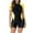 Yellow Modest Wetsuits, variant on Swimsuits for Women One-Piece Athletic Color Blocked Wetsuits,Short Sleeve Rash Guard Full Zipper Boyleg Bathing Suits for Water Sports