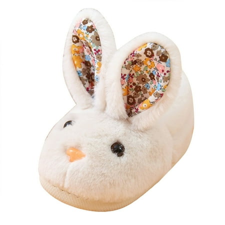 

Yammkia Toddler House Slippers Boys Girls Winter Slippers Kids Slippers Indoor Home Shoes Warm for 10-10.5 Years White