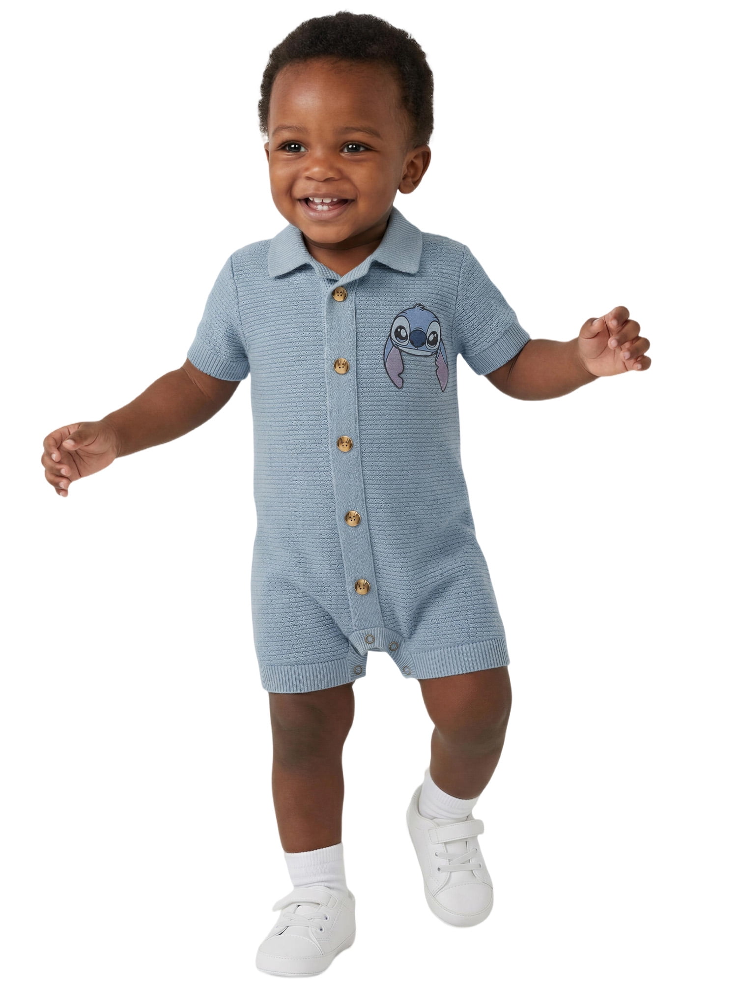 Stitch Baby Boy Knit Romper, Sizes 0/3 Months-24 Months