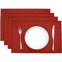 Placemats Set of 4 Washable Non Slip Placemats Heat Resistant Cloth Table Mats Double Layer Absorbent Place Mats, Burgundy Red