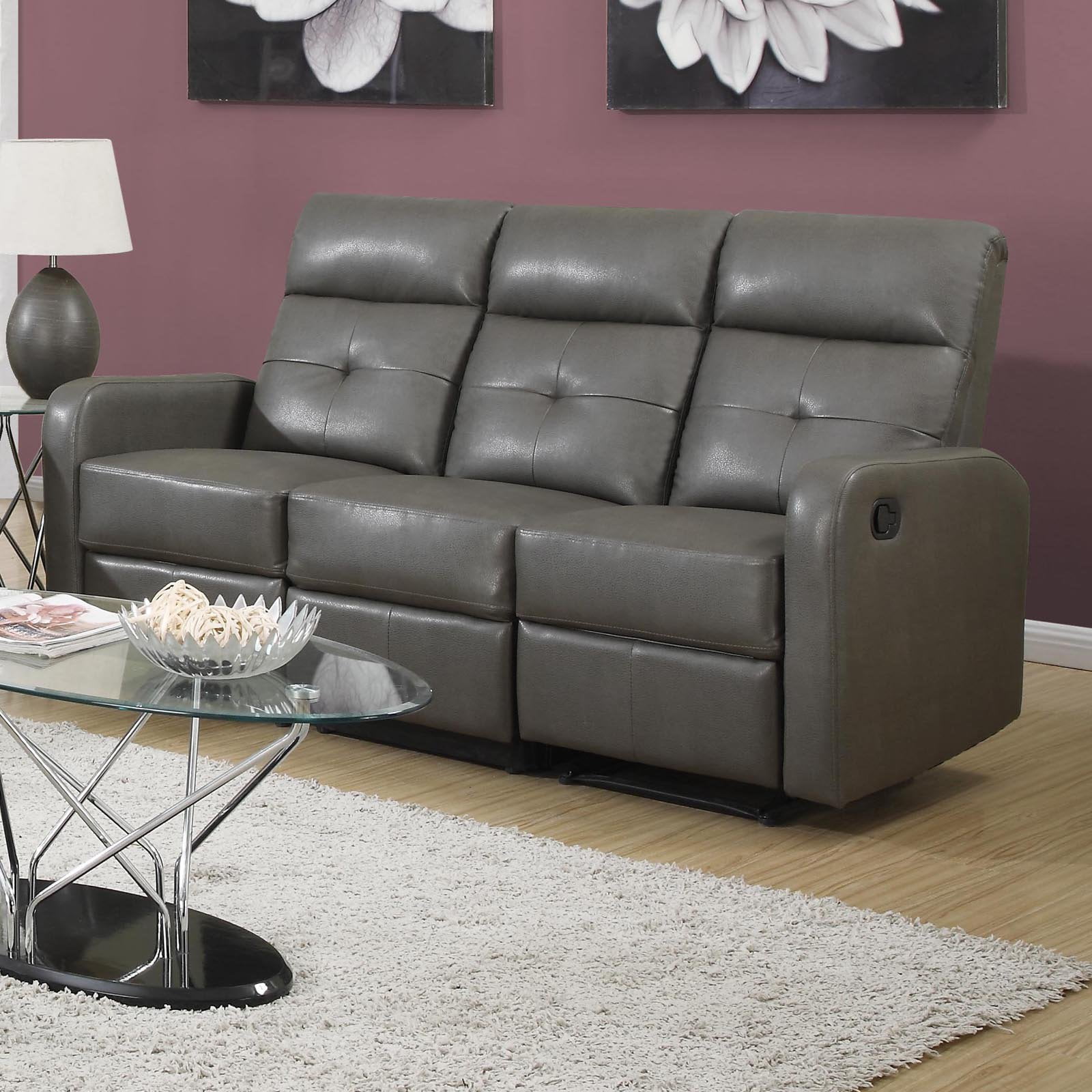 Monarch Reclining Sofa Charcoal Grey Bonded Leather