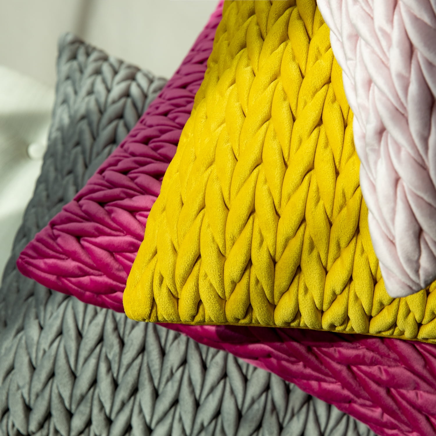 Phantoscope 20" x 12" Modern Light Pink Chevron Polyester, Velvet Throw Pillow , ( 2 Count)