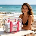 thumbnail image 2 of Large Clear Beach Bag, Macaron Large Transparent Beach Gym Handbag, Portable Travel Shower Cosmetic Organizer, L, 2 of 6