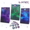 OUTER Space Party Paper Gift Bags 24 PACK Galaxy Themed Party Supplies PLANET Thank You Stickers,Science, Solar System Party Classroom TEACHER Rewards