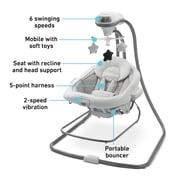 Graco DuetConnect LX Baby Swing and Bouncer with 6 Speeds and Music, Ari