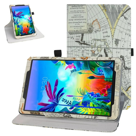 Labanema 10.1" LG G Pad 5 10.1 T600 Case, 360 Degree Rotary Stand 10.1" LG G Pad 5 10.1 T600 Cover, Anti Scratch Waterproof Protective Case for 10.1" LG G Pad 5 10.1 T600 (Map White)