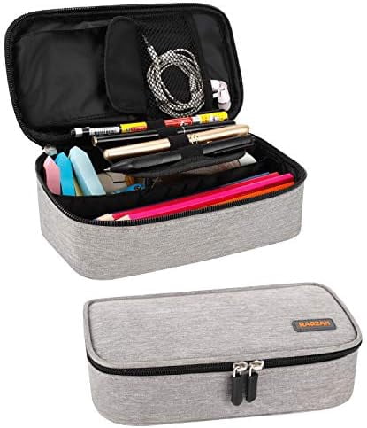 Big Capacity Pencil Case, Oxford Cloth Pencil Bag Storage Pouch Pen Pencil Marker Stationery Bag Holder for Middle College and Office, Idea Gift for Back to College Season - Gray