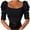 Black-31, variant on Mittory Women Puff Half Sleeve Square Neck Crop Top Summer Slim Fit Blouses T Shirt Casual Ribbed Shirt Basic Knit Tees