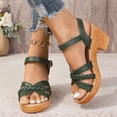 thumbnail image 4 of Dakaela Womens Braided Heel Sandals Open Toe Ankle Buckle Strappy Dress Shoes Wedding Party Pumps, 4 of 8