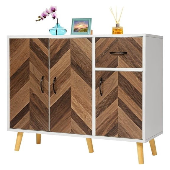 Sideboard Buffet Cabinet with Storage - Modern Accent Cabinet Free Standing Console Table with Storage Cabinets with Shelves for Living Room Kitchen Office Hallway