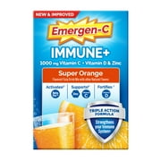 Emergen-C Immune+ Triple Action Immune Support Powder, Betavia (R), 1000Mg Vitamin C, BVitamins, Vitamin D and Antioxidants, Super Orange  30 Count