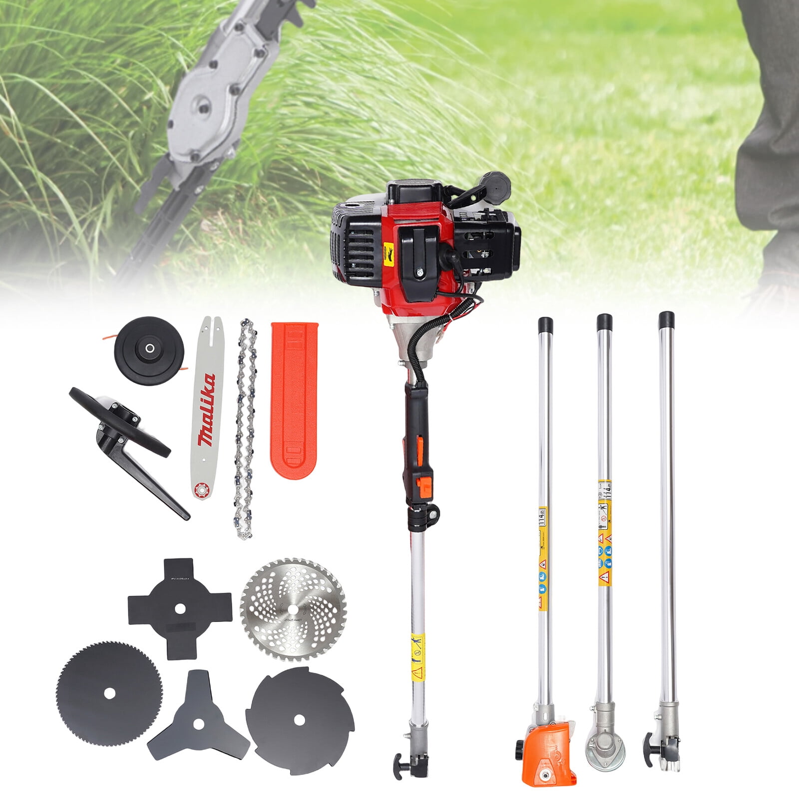 10 in 1 52cc Hedge Strimmer Brush Cutter Lawn Mower Yard Pruner Grass Trimmer for Agriculture, Forestry