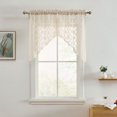 thumbnail image 3 of THD Bella Floral Rod Pocket Lace Short Cafe Swags for Small Windows - 28 x 36 Inch Length (Taupe Swags, Set of 2), 3 of 6