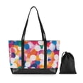 thumbnail image 7 of FORMRS Canvas Laptop Tote Bag for Women with 15.6" Computer Compartments Shoulder Handbag, White Colorful Circles, 7 of 7