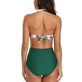 thumbnail image 6 of HUPOM Women Swimsuits Tummy Control Beachwear For Women In Clothing Bikinis Halter Retro Green S, 6 of 8