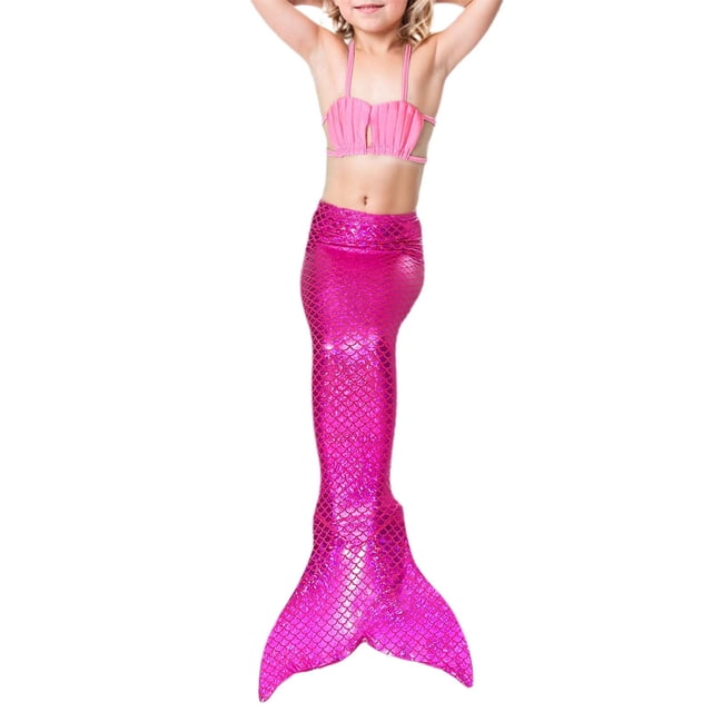 Toimothcn Maillot de Bain Fille Sans Manches Décontracté Imprimés Écailles de Poisson Colorés Ensemble Bikini 3 Pcs Séchage Rapide Couverture Maillot de Bain Confortable Vêtements de Plage
