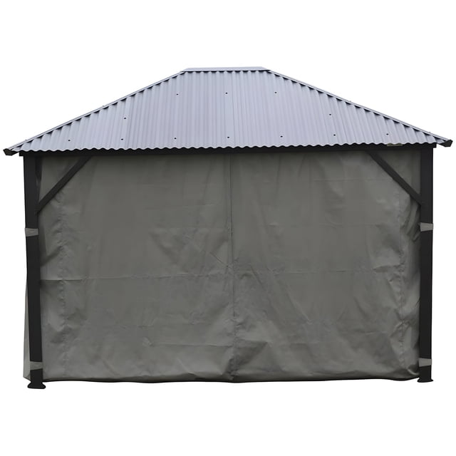 Corriveau International - Rideau pour Gazebo 10 Pieds x 12 Pieds, Résistant à l'Eau, Gris Foncé