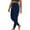 Navy, variant on Frostluinai High Waist Leggings for Women Stretch Slim Fit Yoga Sport Pants Solid Color Button Athletic Leggings Activewear for Women