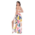 thumbnail image 3 of FORMRS Womens Long Sarong Beach Wrap Semi-Sheer Bikini Skirt Bathing Swimsuit Cover Up, Abstract Triangles, 3 of 7