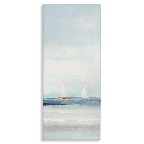 Stupell Industries Sailboat Pair Floating Nautical & Beach Painting Wrapped Canvas Art Print Wall Art, 10 x 24